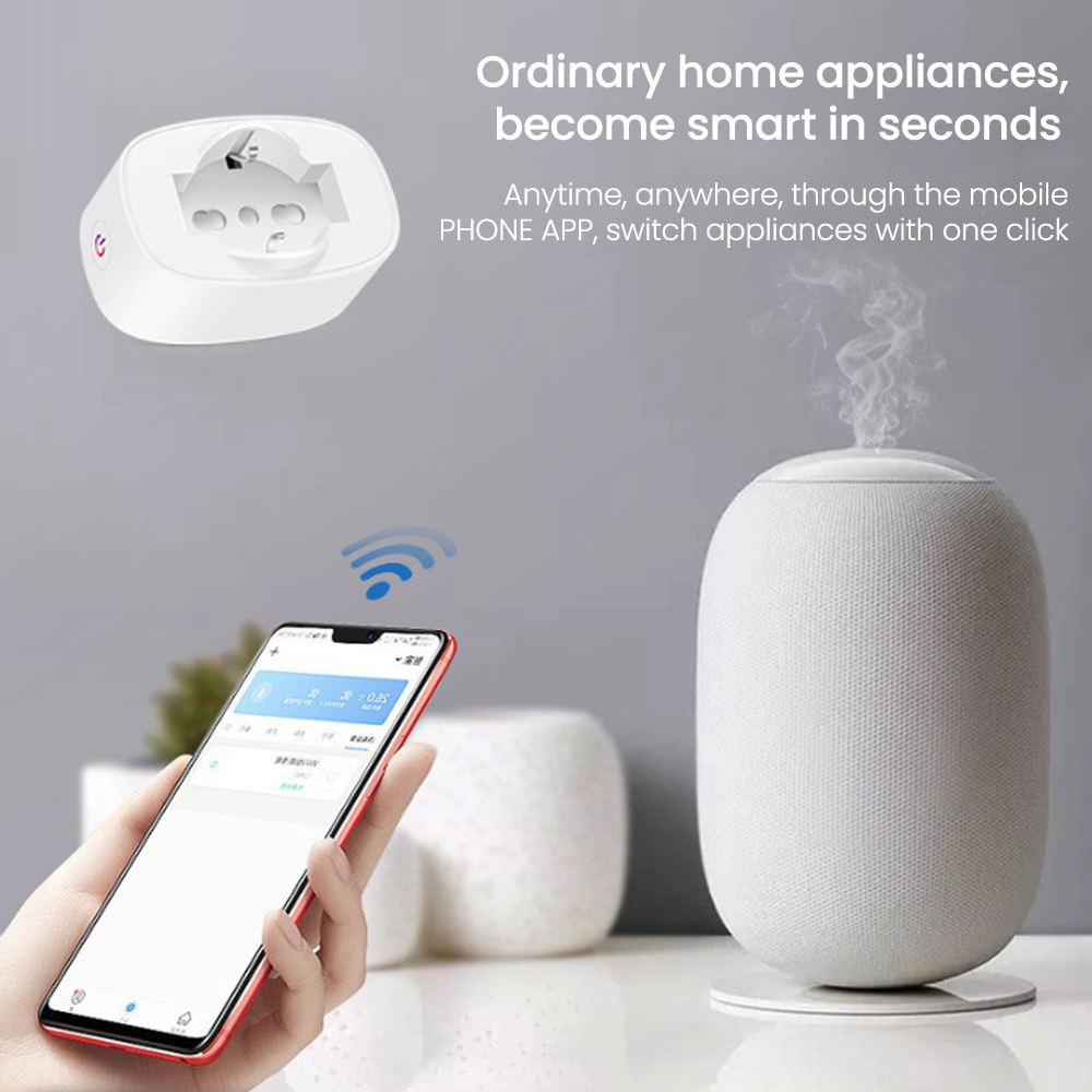 HONPNK 60Tuya Italian Chilean Standard WiFi Smart Socket Alexa Mobile Remote Voice Control 16A Compatible European Standard Plug