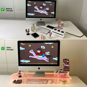 Yeni Gelen Ergonomik Akrilik Tablet PC Standı Saklama Bölmesi Yüzen Sevimli Kedi Patisi Tasarımı Ofis Ev Masası Düzeni İçin - Product Image 5