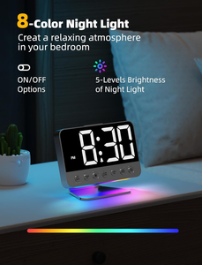 Horloges-réveils numériques Odokee pour chambres à coucher : Grandes chiffres gras, 5 niveaux de luminosité réglables – Facile à lire de l'autre côté de la pièce – 5 sons d'alarme - Product Image 5