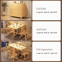 Ensemble table à manger rétractable en bois de caoutchouc massif table à manger pliante multifonctionnelle pour petits appartements