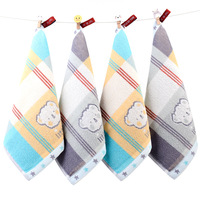 Serviette de toilette carrée en coton pour bébé et enfant, 25x25cm, épaisse, absorbante, avec logo lapin jacquard, prête à l'emploi, en stock