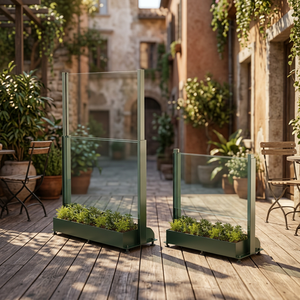 Barandilla Telescópica de Vidrio con Marco de Acero Inoxidable y Diseño Horizontal de Apertura Automática, Jardinera Independiente para Escaleras - Product Image 2