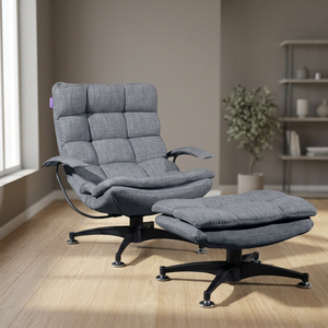 Modern Classic Living Room & Bedroom Reclining <b>Chair</b> with Pouf Comfortable Leisure <b>Chair</b> Metal Frame - Product Image 2
