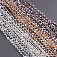 Perles de culture d'eau douce naturelles AAA de 4-5 mm (blanc/rose/violet) - Perles bouton percées sur le dessus, forme ronde et lustre intense, pour boucles d'oreilles clous