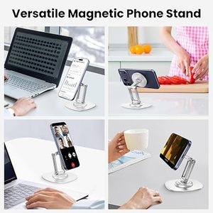 Support magnétique pour téléphone 360° °   Support de téléphone pliable pour bureau, cuisine, aimants puissants réglables en rotation - Product Image 5