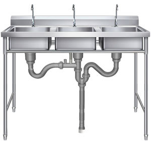 Piège d'évier à trois cuves Drain de cuisine commerciale Longueur réglable Connexion <span class=keywords><strong>flexible</strong></span> Installation facile anti-odeur durable - Product Image 3