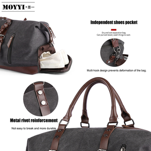 Bolsa de Viaje Deportiva Unisex, Bolsa de Viaje Personalizada de Lona y Cuero PU con Compartimento <span class=keywords><strong>para</strong></span> Zapatos - Product Image 4