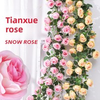 Mur floral cascade de roses artificielles, style influenceur, en fil plastique et tissu de soie, pour décoration de magasins et restaurants