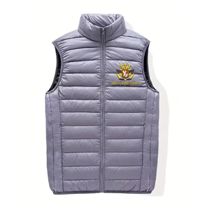 High Quality Men's <b>Puffer</b> <b>Vest</b> Gray Color Zipper Closure V-neck Leopard Pattern Polyester Filling Warm Winter Outdoor <b>Vest</b> - Product Image 1