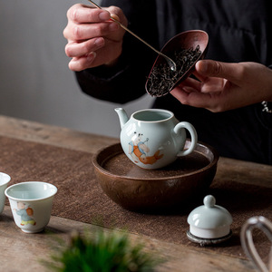 Guanlan Hand-Painted Porcelain Teapot Round With Lid Small Pear Shape For Kung Fu <b>Tea</b> <b>Set</b> Afternoon <b>Tea</b> Use - Product Image 2