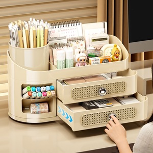 Desktop <b>Storage</b> <b>Box</b> Stationery Pen Holder <b>Drawer</b> Style Multi Functional Organizer For Students And Offices Large Capacity - Product Image 3