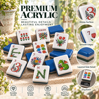 Set Mahjong Amerika 160 Ubin Desain Bunga Mewah 4 Lapis Akrilik, Hadiah Terbaik untuk Wanita