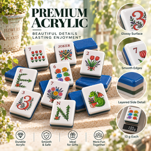Meilleures ventes - Jeu de mahjong américain de 160 tuiles - Design floral luxueux à 4 couches - Tuiles de mahjong américaines en acrylique - Cadeau pour femmes - Product Image 3