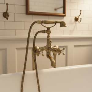 Robinetterie de Douche en Laiton Style Ancien Traditionnel, Double Poignée Chaud/Froid, Finition Brossée, Valve Céramique, Idéal Hôtels - Product Image 4