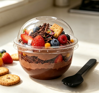 Gobelets à dessert jetables en plastique transparent avec couvercles en dôme pour crème glacée, mousse et desserts de fête - Vente chaude