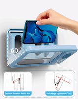 Support Téléphone Mural Étanche Antivaho avec Écran Tactile et Haut-Parleur Bluetooth pour Salle de Bain et Douche