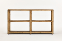 Table console scandinave rétro en bois gris fumé, design médiéval luxueux, idéale pour les restaurants et les salons