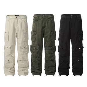 11KN Retro Straight-leg Cargo <strong>Pants</strong> Neutral High-quality Custom Multi-pocket Loose Slimming Pile Street Pure Cotton Casual <strong>Pants</strong> - Product Image 3