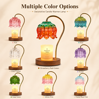 Lampe chauffe-cire électrique à abat-jour en verre et base en bois, avec minuterie et variateur d'intensité, pour l'aromathérapie et la chambre à coucher