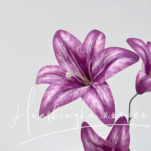 Artificial Lily Bouquet 3-Headed <b>Silk</b> <b>Flower</b> High Simulation Wedding Home Decor Photography Props - Product Image 4