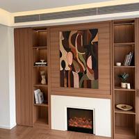 Peinture sur toile abstraite Wabi-Sabi, couleur marron chaud, style Art déco, peinte à la main, décoration murale rétro pour la maison