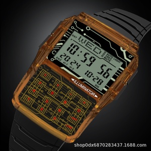 นาฬิกาเครื่องคิดเลขดิจิตอลอเนกประสงค์ทันสมัย สมุดบันทึกเบอร์โทรศัพท์ นาฬิกาอิเล็กทรอนิกส์สายพลาสติกแบบเรืองแสงสไตล์เรโทรสำหรับเล่นกีฬา - Product Image 3