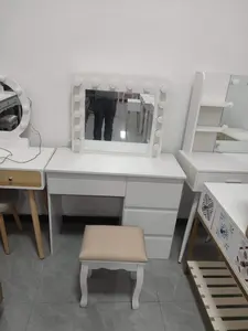 Bedroom Set Modern Furniture Dresser Make Up Vanity Desk LED Light Makeup Dressing Table With Mirror