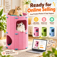 Maison pour chat portable en feutre avec poignée, colorée, pour intérieur, grande surface, lit pour chat amovible, OEM ODM, vente en gros