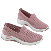 Chaussures d'été 2025 pour femmes en maille légère antidérapantes, tendance mode, couleur unie, à enfiler, respirantes, design ajouré, pour le commerce international