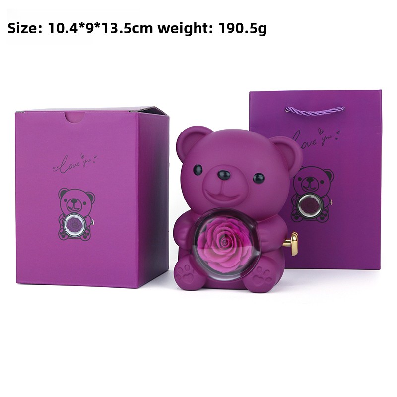 Caja de Regalo de Flores de Jabón Moradas + Caja de Color + Bolso de Mano