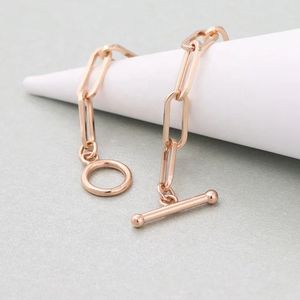 Xinfly - Pulsera de Cadena de Clip de Papel de Oro Amarillo Rosa de 18 Quilates Puro para Hombre y Mujer, con Cierre Antideslustre de 4,7 mm - Product Image 4