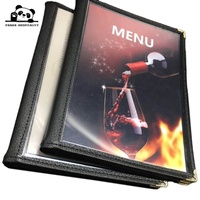 Couvertures de menu en cuir PU et PVC transparentes avec logo personnalisé 8,5''x11'' A4 pour restaurants, hôtels et cafés
