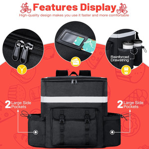 Bolsa de reparto de pizza grande aislada para acampar al por mayor <span class=keywords><strong>con</strong></span> 4 bolsillos <span class=keywords><strong>Uber</strong></span> Eat tira reflectante mochila de reparto de comida - Product Image 5