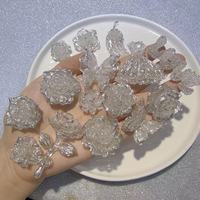 Kit de fabrication de bijoux en résine avec poudre d'argent véritable, série haute qualité, motif rose phosphorescente, accessoires DIY faits à la main