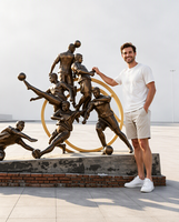 Sculpture de figures sportives en bronze coulé, statue d'athlètes multi-personnes faite à la main, 5 mm, 3D, décoration extérieure pour stade, école, parc, place publique