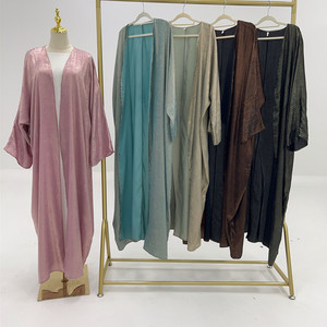 2024 Roupas Muçulmanas Tradicionais Novo Muçulmano Abaya Shinny Poliéster <span class=keywords><strong>Cardigan</strong></span> Abaya Mulheres Vestido Senhoras Modesto Abaya - Product Image 1