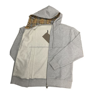 Venta al por mayor de la marca de moda de los hombres con capucha de algodón bordado Logo Sudadera con capucha de gran tamaño con cremallera Sudadera con capucha para hombres y mujeres - Product Image 1