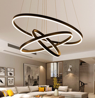 Forme ronde Chambre En Aluminium Suspension Globe Lampe Or Bague Moderne Led Lustre de Cercle