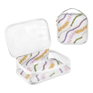 2-pack Custom Design Puakenikeni Flower Women Small Transparent Clear PVC Cosmetic Bags With Zipper - Product Image 3