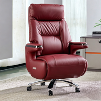 Chaise de bureau de direction de luxe avec repose-pieds, chaise de patron ergonomique inclinable en cuir, chaise pivotante à dossier haut pour ordinateur de bureau