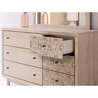 Commode à 6 tiroirs en bois naturel moderne avec miroir et pieds en bois pour chambre à coucher et projets hôteliers – Service OEM