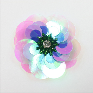 Appliques 3D en feutre cousues à la main avec fleurs en PVC, <span class=keywords><strong>strass</strong></span> en résine <span class=keywords><strong>et</strong></span> verre, perles <span class=keywords><strong>et</strong></span> sequins, 8 cm, <span class=keywords><strong>pour</strong></span> <span class=keywords><strong>vêtements</strong></span> <span class=keywords><strong>et</strong></span> chapeaux - Product Image 5