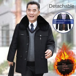 Giacca trapuntata lunga alta strada invernale anziana di mezza età in velluto spesso impermeabile per gli uomini papà <span class=keywords><strong>nonno</strong></span> - Product Image 3