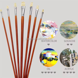 2025 mejor juego de pinceles planos de acuarela/pintura al óleo con mango rojo - Product Image 3
