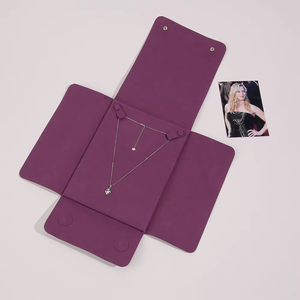 Bolsa de Joyería Cuadrada de Microfibra con Logotipo Personalizado y Cierre de Botón, Bolsa de Almacenamiento de Lujo Portátil para Collares y Pendientes - Product Image 4