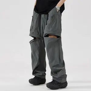 Pantalon de survêtement en nylon personnalisé, pantalon cargo en nylon pour hommes, pantalon coupe-vent personnalisé, pantalon de survêtement en nylon personnalisé