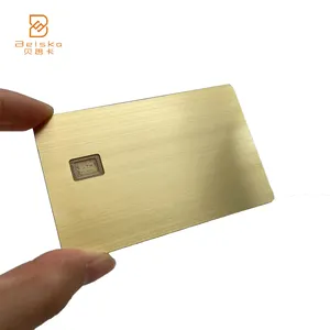 Stainless Steel Credit Card Size Brushed Gold 4442 Chip Slot Contact Metal Name Card