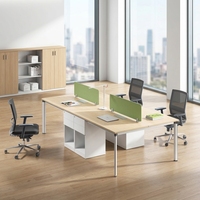 Bureau de travail 4 places QE-49, nouveau style, finition peinture poudrée, écologique, vente en gros, fabricant de Guangzhou