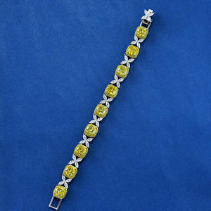 Nouveau bracelet en argent 925 carré d'<span class=keywords><strong>engrais</strong></span> 7*7 fleur de glace coupée jaune d'oie 5A bijoux en zircon 16/18cm vente directe en usine - Product Image 4