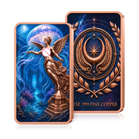 Vente en gros de barres de cuivre 1oz 999, barre commémorative Ange ailé, design oiseau de lune, souvenir de collection, cadeau